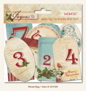 DODATKI TAGI Joyous CYFRY ADWENTOWE BROKATOWE 26szt JOY120 MME