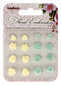 SCRAPBERRY'S OZDOBY ŻYWICZNE 16SZT SCB25002023  FLORAL EMBROIDERY