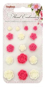 SCRAPBERRY'S OZDOBY ŻYWICZNE 16SZT SCB25002021  FLORAL EMBROIDERY