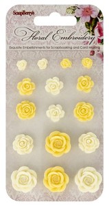 SCRAPBERRY'S OZDOBY ŻYWICZNE 16SZT SCB25002022  FLORAL EMBROIDERY