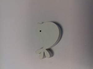 PTASZEK DREWNIANY NA KLEJU 2CMX0,5CM BIAŁY