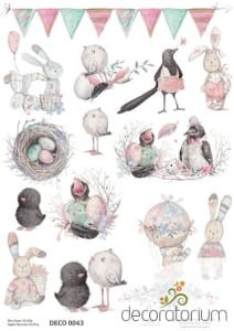 PAPIER RYŻOWY AA PTASZKI DECO 0043 DECORATORIUM