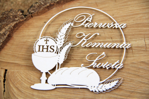 TEKTURKA Communion - Round frame - okrągła ramka z napisem - 4988A SCRAPINIEC