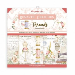 ZESTAW PAPIERÓW 20X20 SBBS36 TRHEADS ROMANTIC COLLECTION STAMPERIA 