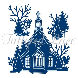 WYKROJNIK + STEMPEL ETL346 MAGIC OF CHRISTMAS CHURCH TATTERED LACE