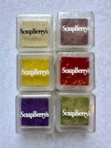 TUSZE MAŁE ZESTAW 6szt - BIAŁY,ŚLIWKA,ŻÓŁTY,CZERWONY,FIOLET,OLIWKA SCRAPBERRYS