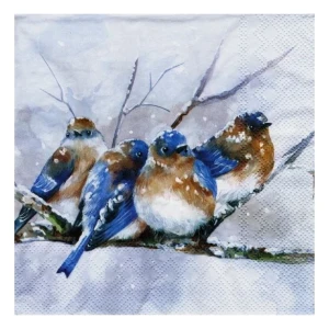 SERWETKA IHR ZIMOWE NIEBIESKIE PTAKI 33X33CM