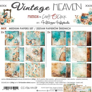 ZESTAW PAPIERÓW 20X20CM VINTAGE HEAVEN MIX CRAFT O'CLOCK