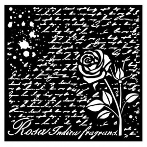 MASKA-SZABLON KSTDSTDQ77 PISMO I RÓŻA 18X18CM STAMPERIA