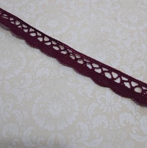 KORONKA BAWEŁNIANA 1,6CM SZEROKA BORDOWA, 1M
