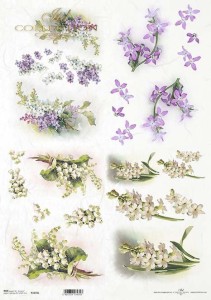 PAPIER RYŻOWY A4 R1033 WIOSENNE KWIATY MACIEJKA, KONWALIE