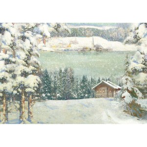 PAPIER RYŻOWY 48X33 CHATA W ŚNIEGU DFS343 STAMPERIA