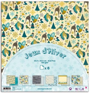 ZESTAW PAPIERÓW 30x30  6SZT ZIMA JEUX d'HIVER PS113 TOGA