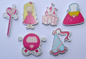 OZDOBY DREWNIANE PRINCESS 6szt