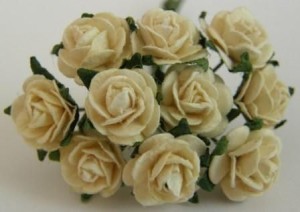 RÓŻA 1,5CM KREMOWA 10SZT