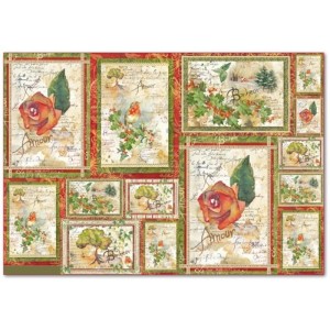 PAPIER RYŻOWY 48X33 RÓŻE DFS280 STAMPERIA