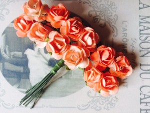 RÓŻA 1,8CM PAPIEROWA 12szt MORELA CIENIOWANA