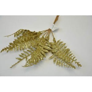 GAŁĄZKA PAPROTKI BROKAT złoto jasne 1SZT
