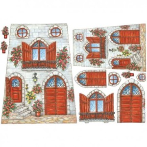 PAPIER RYŻOWY 48X33 STARE DOMKI DFS016 STAMPERIA