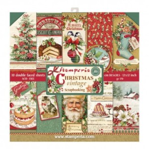 ZESTAW PAPIERÓW 10SZT 30X30 VINTAGE CHRISTMAS SBBL45 STAMPERIA