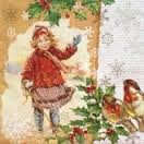 SERWETKA PAW DZIEWCZYNKA I PTASZKI