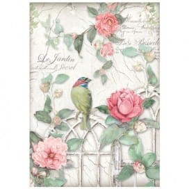 PAPIER RYŻOWY A4 PTAK NA MURZE DFSA4210 STAMPERIA