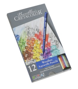 KREDKI AQUARELLE MONOLITH 12SZT WOODLESS metalowe pudełko CRETACOLOR