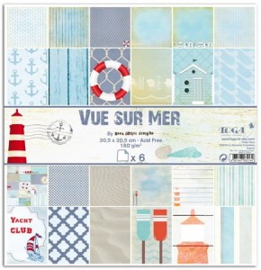 ZESTAW PAPIERÓW 30x30 6SZT Morska MIĘTA - SUR MER PS114 TOGA
